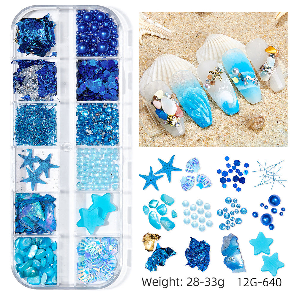 Wholesale Ocean Series Nail Art Jewelry Natural Shell Slices Abalone Slices Starfish Metal Rivets Pearl Small Stone Accessories